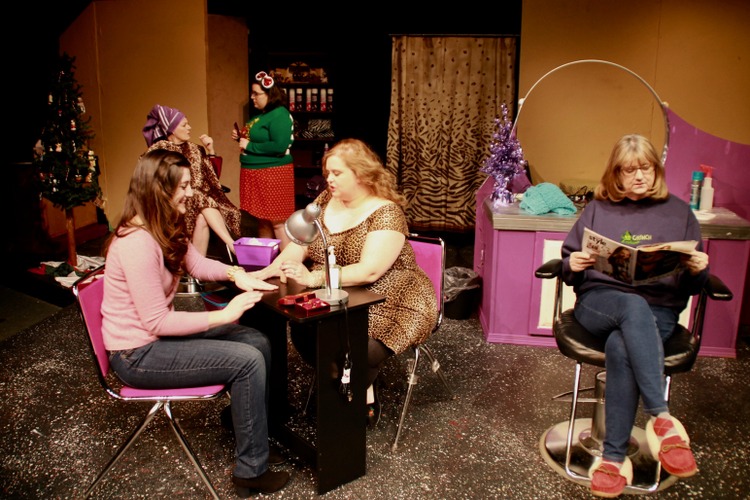 Leslie Munson, Susan Perrin-Sallak, Jaclyn Marta, Chris Sanders-Ring, and Patti Flaherty in Steel Magnolias Leslie Munson, Susan Perrin-Sallak, Jaclyn Marta, Chris Sanders-Ring, and Patti Flaherty in Steel Magnolias