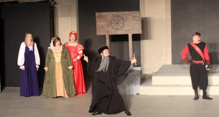 Sarah Wallace, Mollie Schmelzer, Mallory Park, Jacob Lund, and James Alt in Genesius Guild's The Comedy of Errors