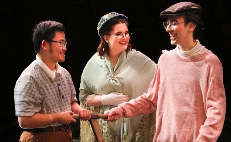 Nolan Schoenle, Jenya Loughney, and Ghazy Mahamid in "The Boxcar Children"