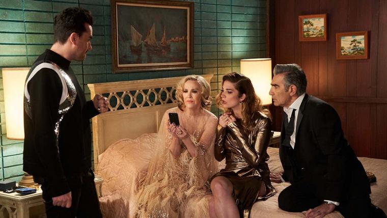 Daniel Levy, Catherine O'Hara, Annie Murphy, and Eugene Levy in Schitt's Creek