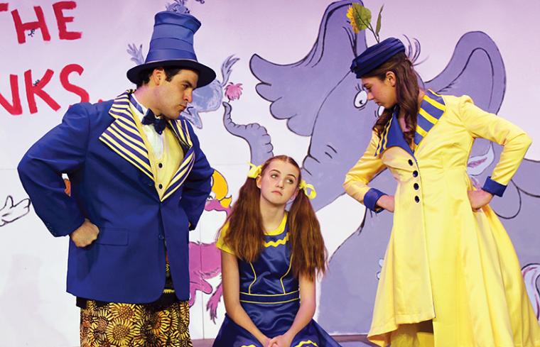Evan Ross Brody, Ellerie Hurley, and Sophie Killburg in Seussical