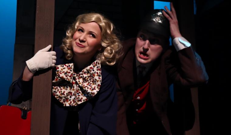 Sarah Walton and Aiden Lenehan in "The 39 Steps"