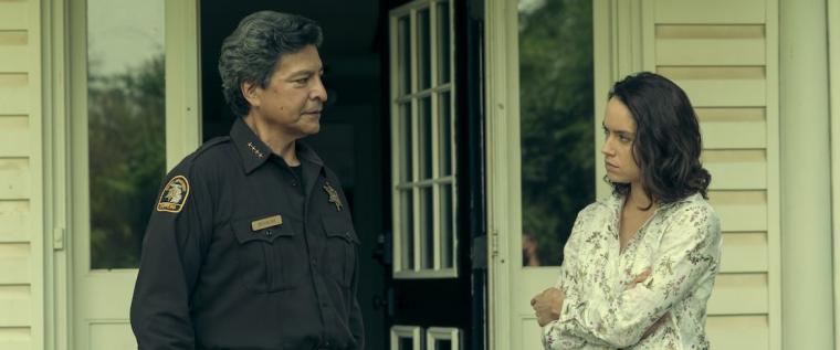 Gil Birmingham and Daisy Ridley in The Marsh King's Daughter