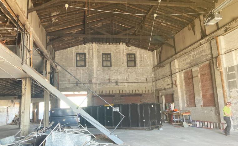 Interior demolition at beginning of construction phase where the two theaters will be built (photo by Todd McGreevy)