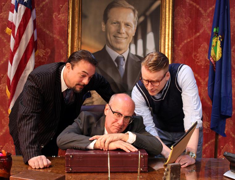 Cory Boughton, Brad Hauskins, and Bobby Becher in the Circa '21 Dinner Playhouse's The Outsider