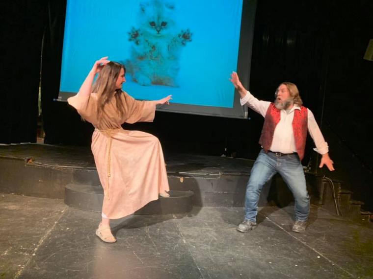 Vickie Underwood and Matt Moody in "Goat-Punching Mary" from “Scenes From the Life of God," in 2019.